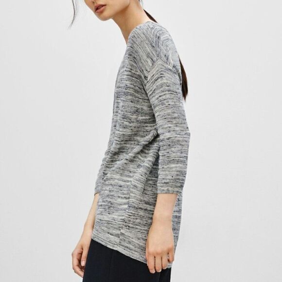 ARITZIA Wilfred | Balzac Sweater in Grey/Black Space Dye - Picture 2 of 7